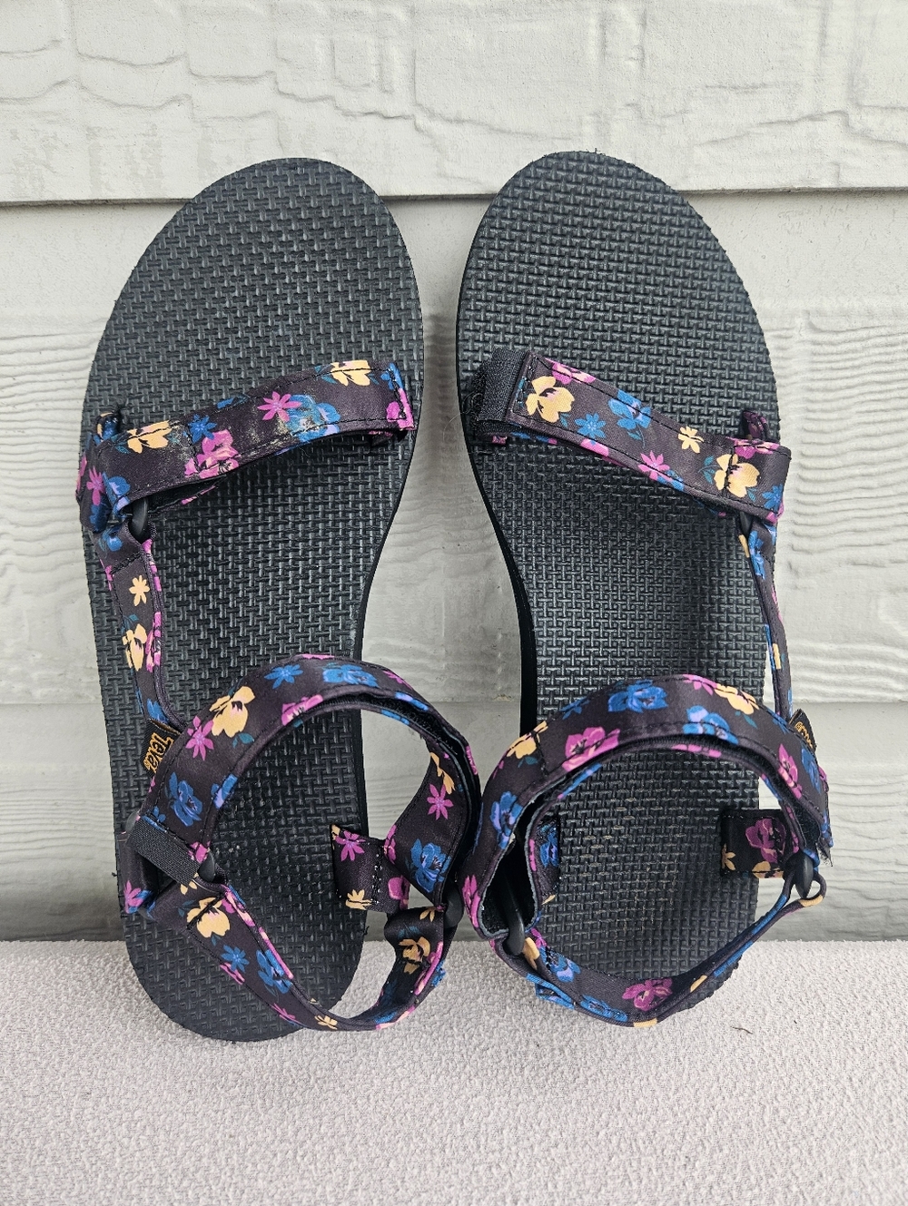 Teva Original Universal Floral Outdoor Hiking Sandal Women SZ 9 Black